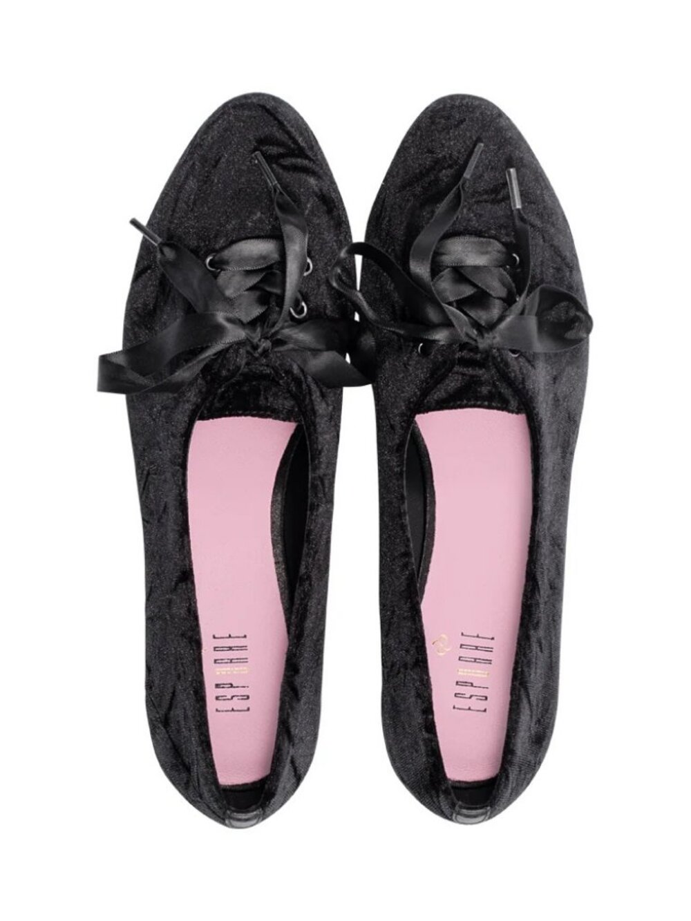 Black Hammered Velvet Lace Up Flats Size 5